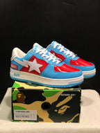 BAPE BAPE STA Low-Top Sneakers Blue Red White Marvel Style