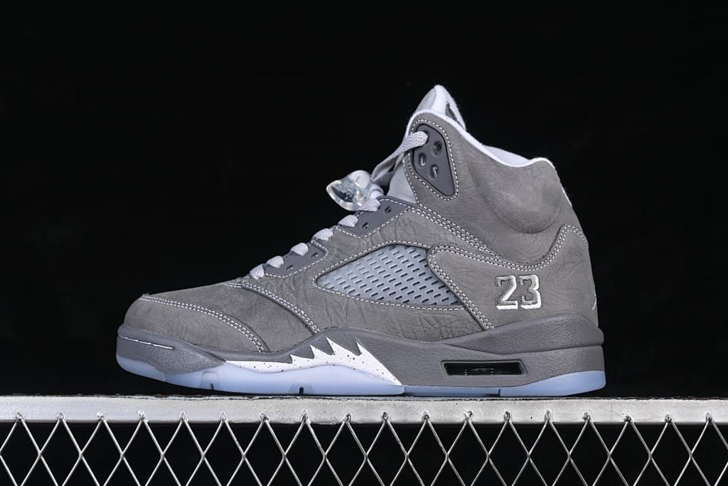 Air Jordan 5 High-Top Sneakers in Grey and White