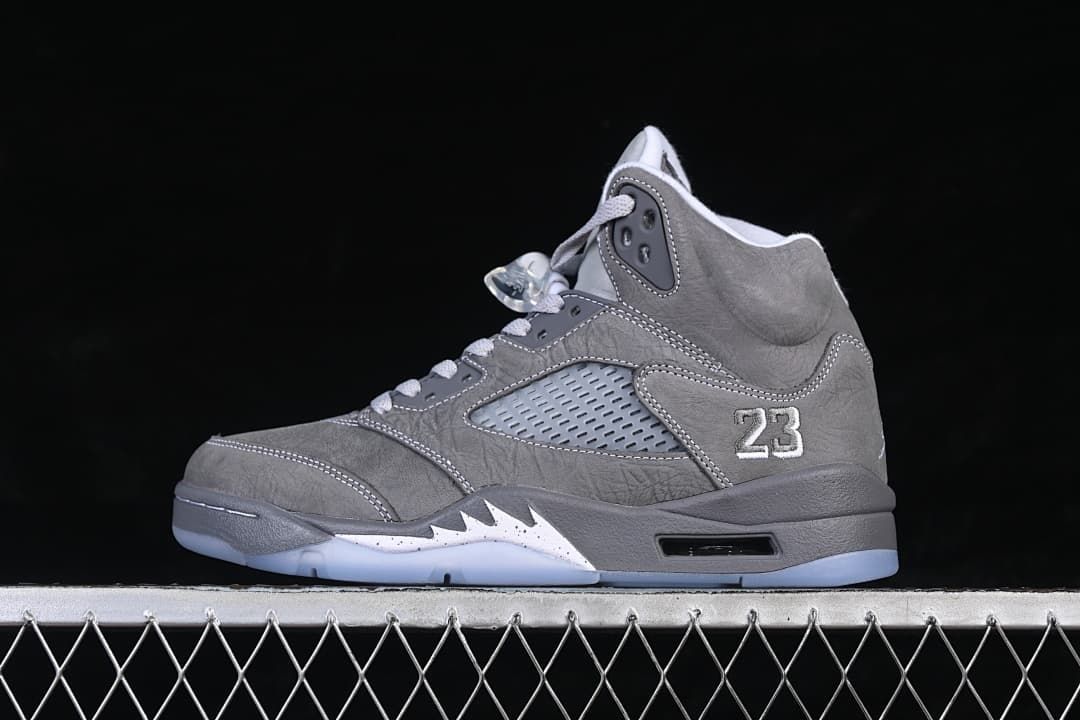 Air Jordan 5 High-Top Sneakers in Grey and White