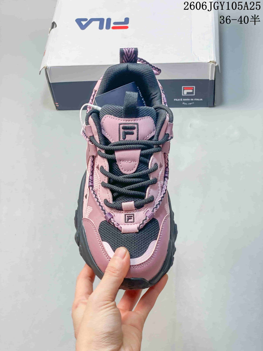 FILA Fusion Chunky Sneakers in Pink and Charcoal
