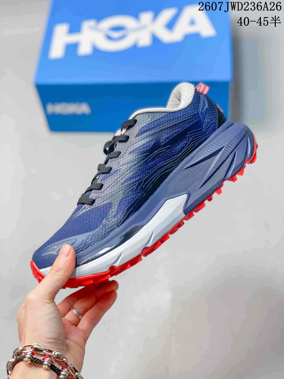 HOKA Mafate X Hike 5 Trail Running Shoes Navy Red 712660RRY