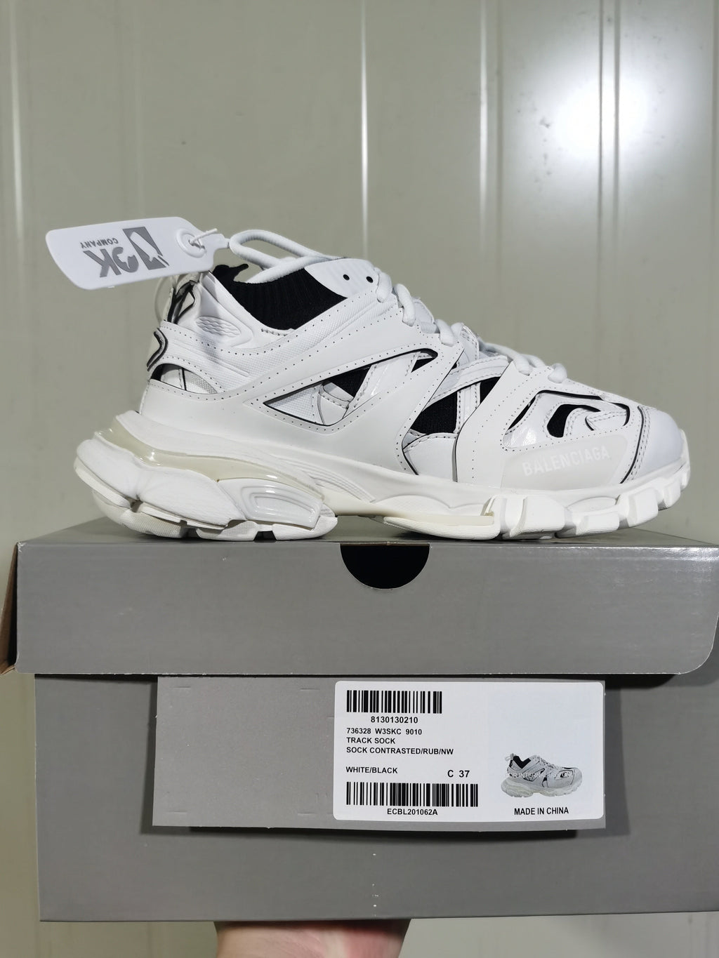 Balenciaga Track Sock Sneakers White Black 736328 W3SKC 9010