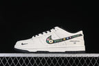 Nike SB Dunk Low Cream and Black Floral Embroidered Sneakers