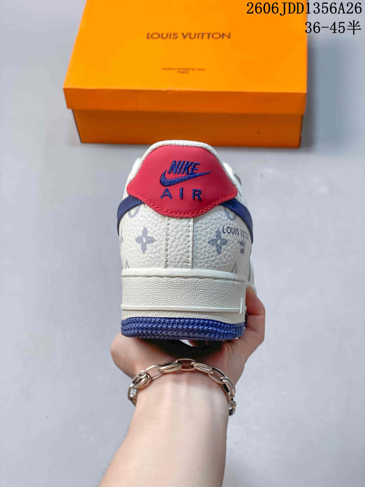 Nike Air Force 1 '07 Low White Blue Monogram Sneakers