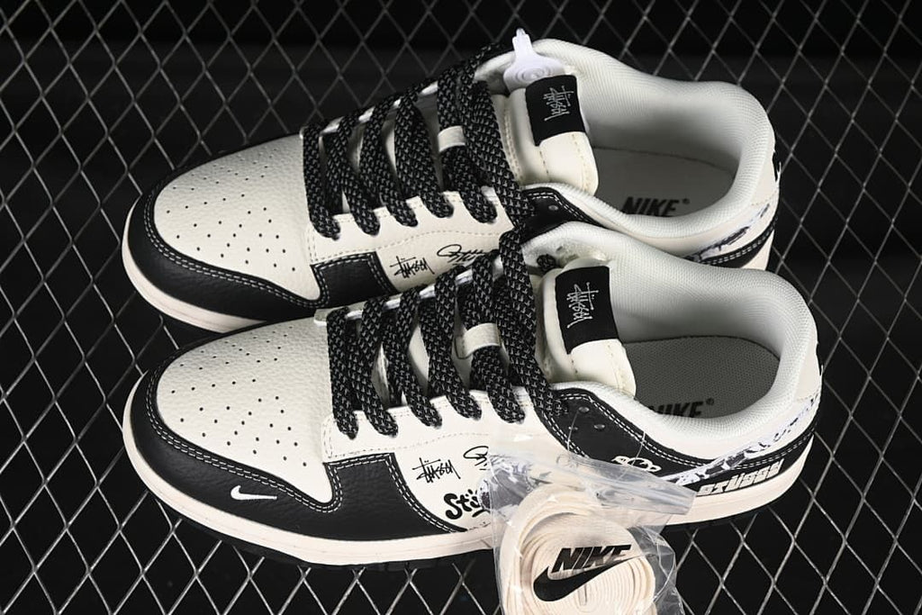 Nike SB Dunk Low Stüssy Black and White Graffiti Sneakers