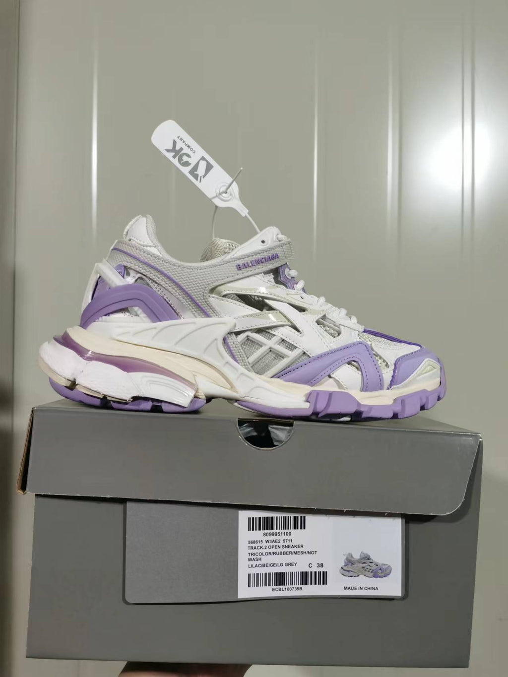 Balenciaga Track 2.0 Open Sneakers Lilac Beige Grey
