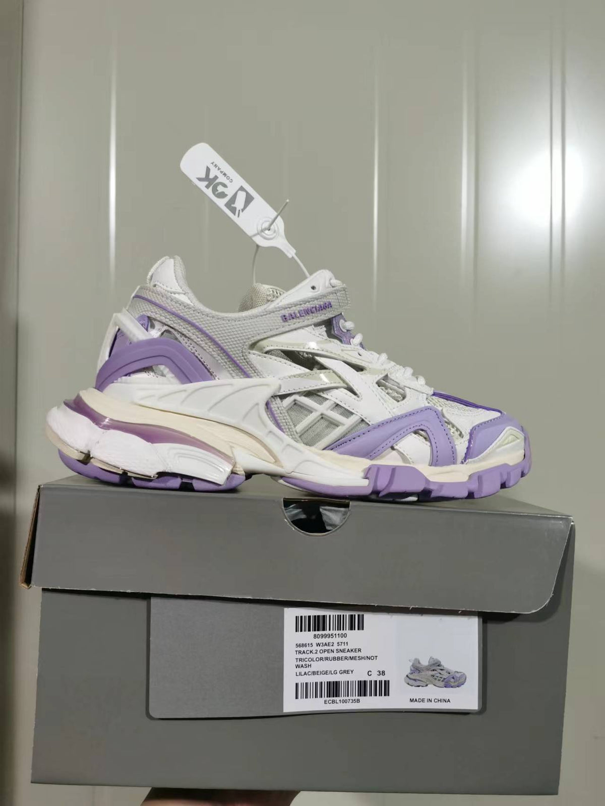 Balenciaga Track 2.0 Open Sneakers Lilac Beige Grey
