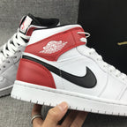 Air Jordan 1 Mid White Red Sneakers 554724-116