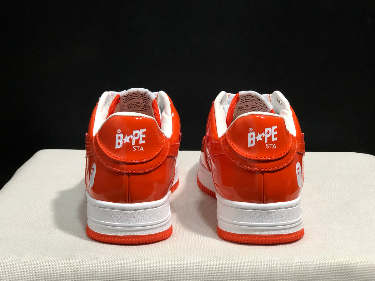 BAPE Sta Low-Top Sneakers White and Orange