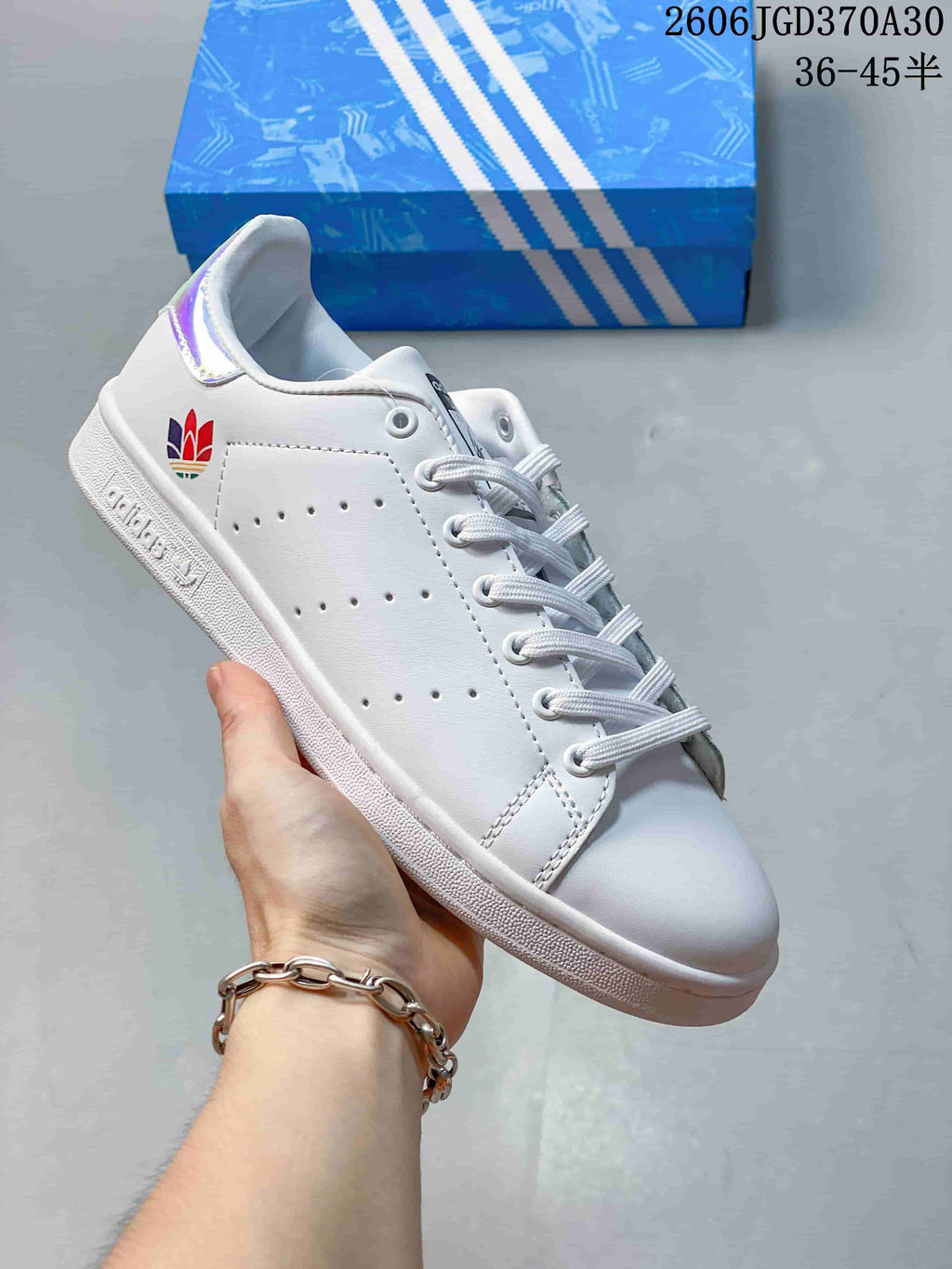 Adidas Stan Smith White Low-Top Sneakers with Color Heel Tabs