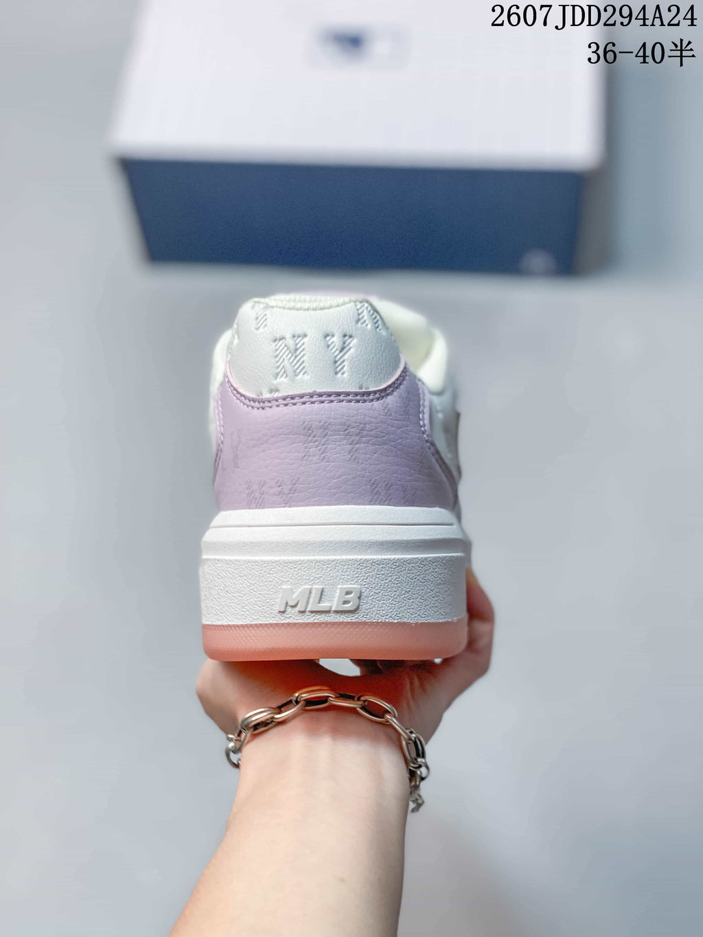 MLB Chunky Liner MID Lavender White Platform Sneakers 3ASXCDN3N