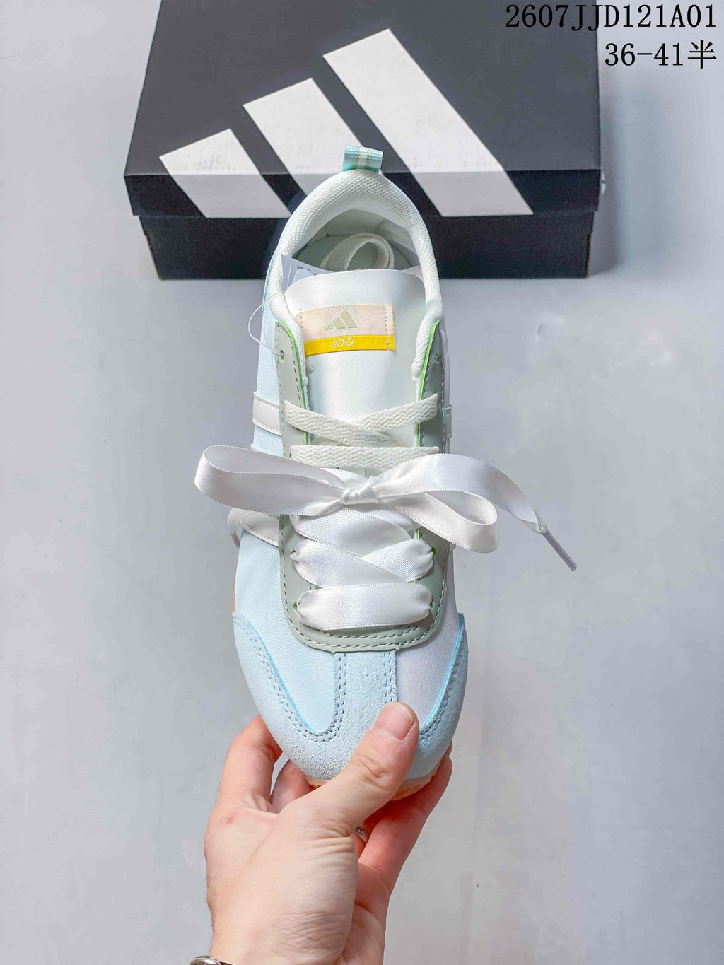 adidas JOG 2.0 Retro Low-Profile Sneakers, White and Blue