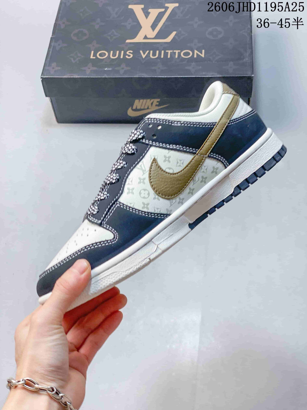 Nike Dunk Low Louis Vuitton Monogram Print Sneakers