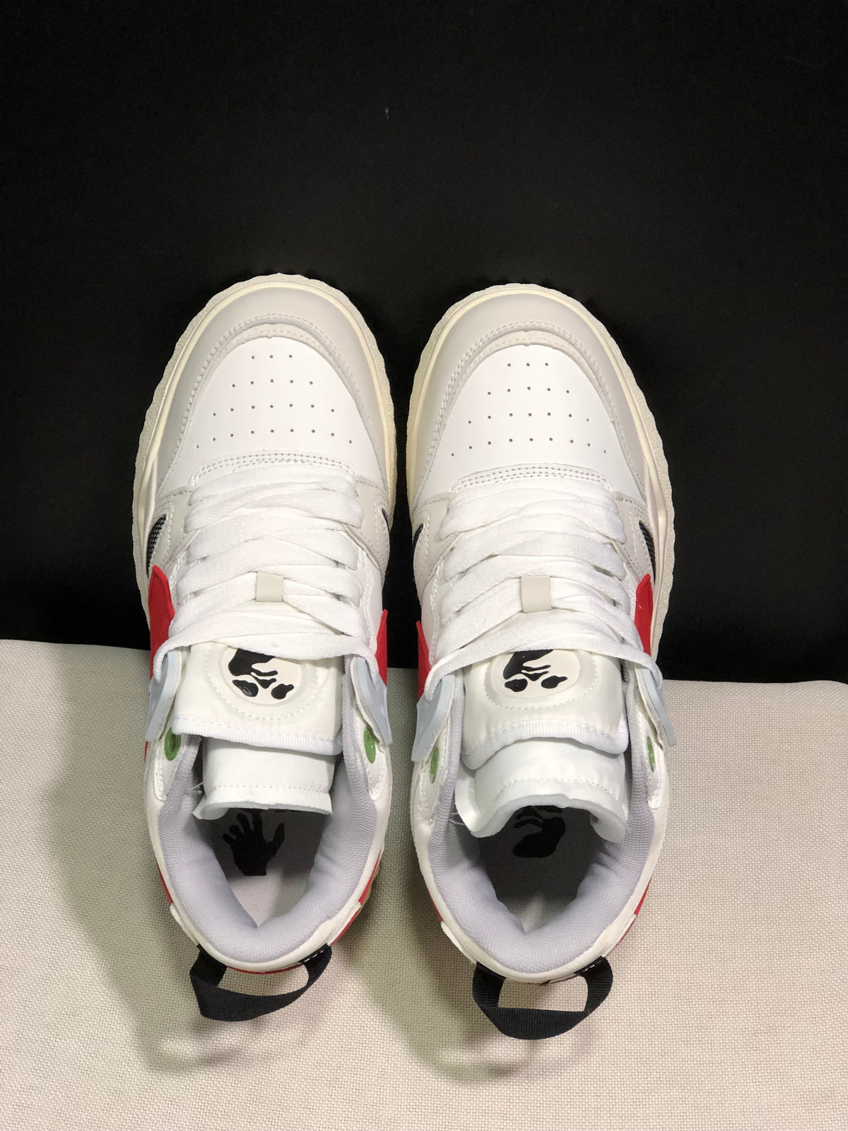 Off-White White and Red Low-Top Sneakers