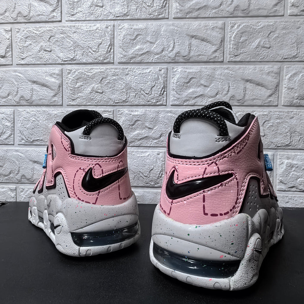 Nike Air More Uptempo Sneakers in Pink and Grey