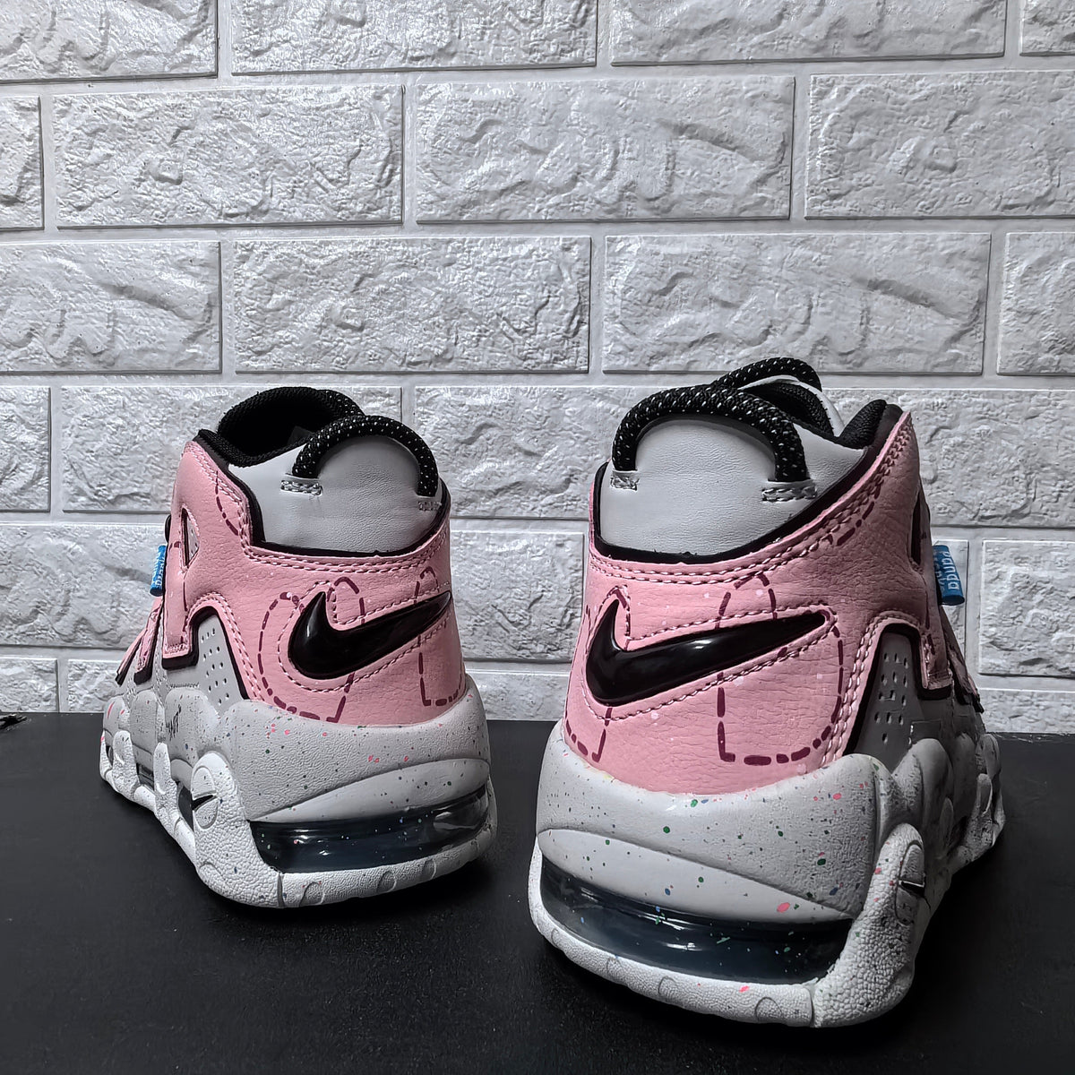 Nike Air More Uptempo Sneakers in Pink and Grey