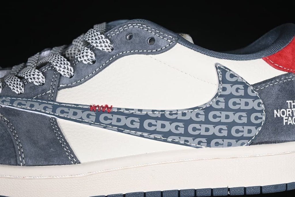Jordan 1 Low OG SP Low-Top Sneakers in Grey, White and Red