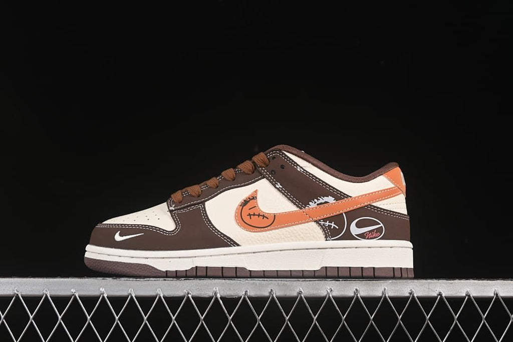 Nike SB Dunk Low Sneakers in Dark Brown and Cream