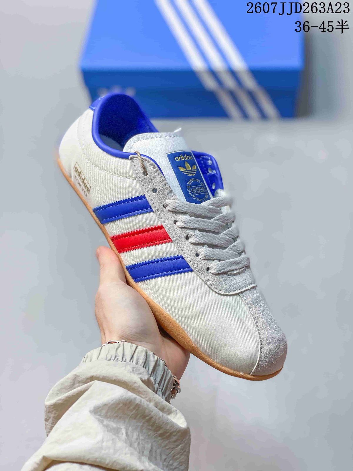 adidas Tokyo Sneakers White Blue Red Gum Sole