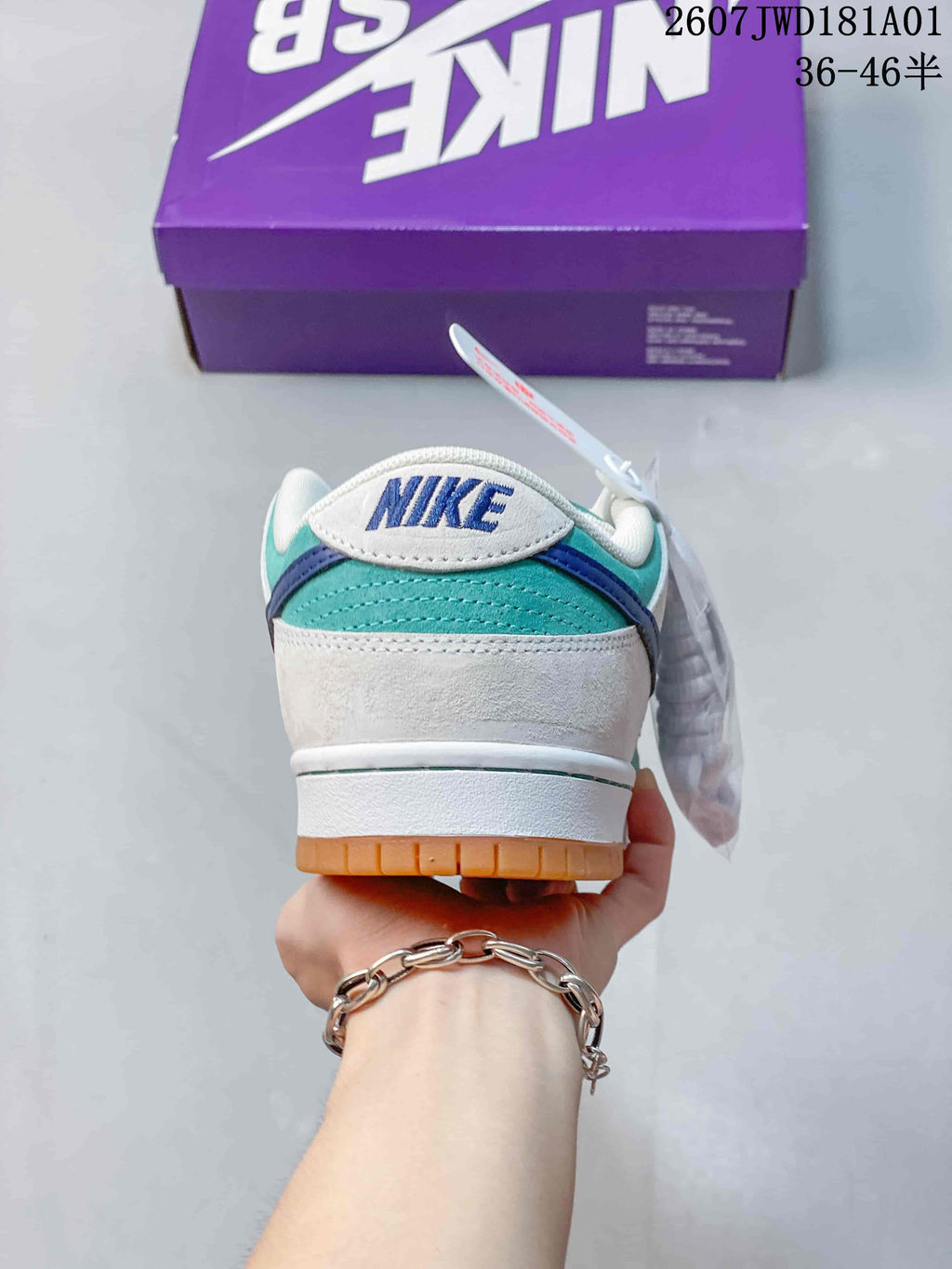 Nike SB Dunk Low Pro Sneakers in Teal and White