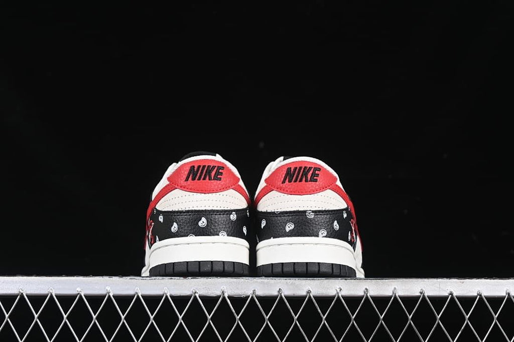 Nike SB Dunk Low Sneakers Black White Red Paisley
