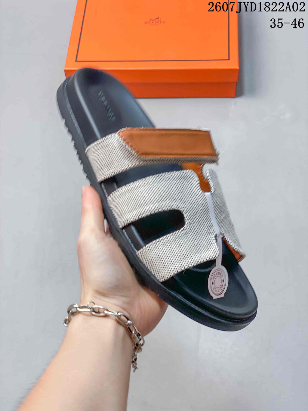 Hermès Kazimir Woven-Strap Slide Sandals