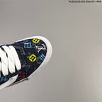 Vans Knu Skool Low-Top Sneakers in Navy Monogram Denim