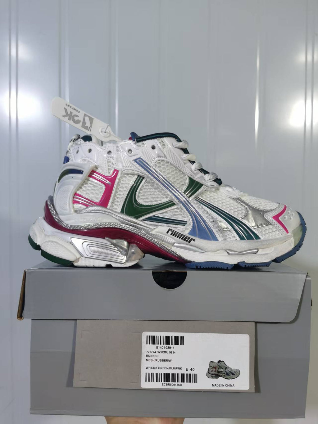 Puma 9934 Mesh Running Sneakers White Green Blue Pink
