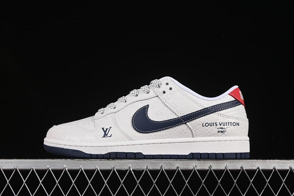 Nike SB Dunk Low Louis Vuitton Pattern White Navy Sneaker