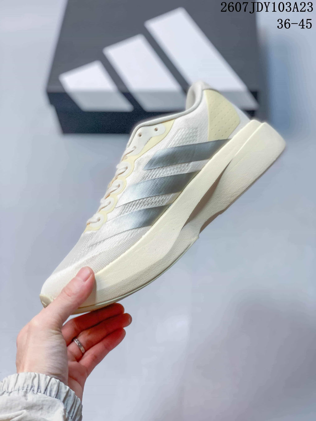 adidas Adizero Evo SL M Running Sneakers Off-White Silver
