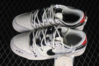 Nike SB Dunk Low Collaboration Sneakers, White and Black