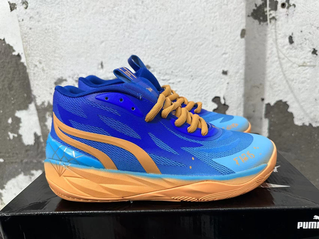 Puma Melo Basketball Shoes, Blue and Yellow
