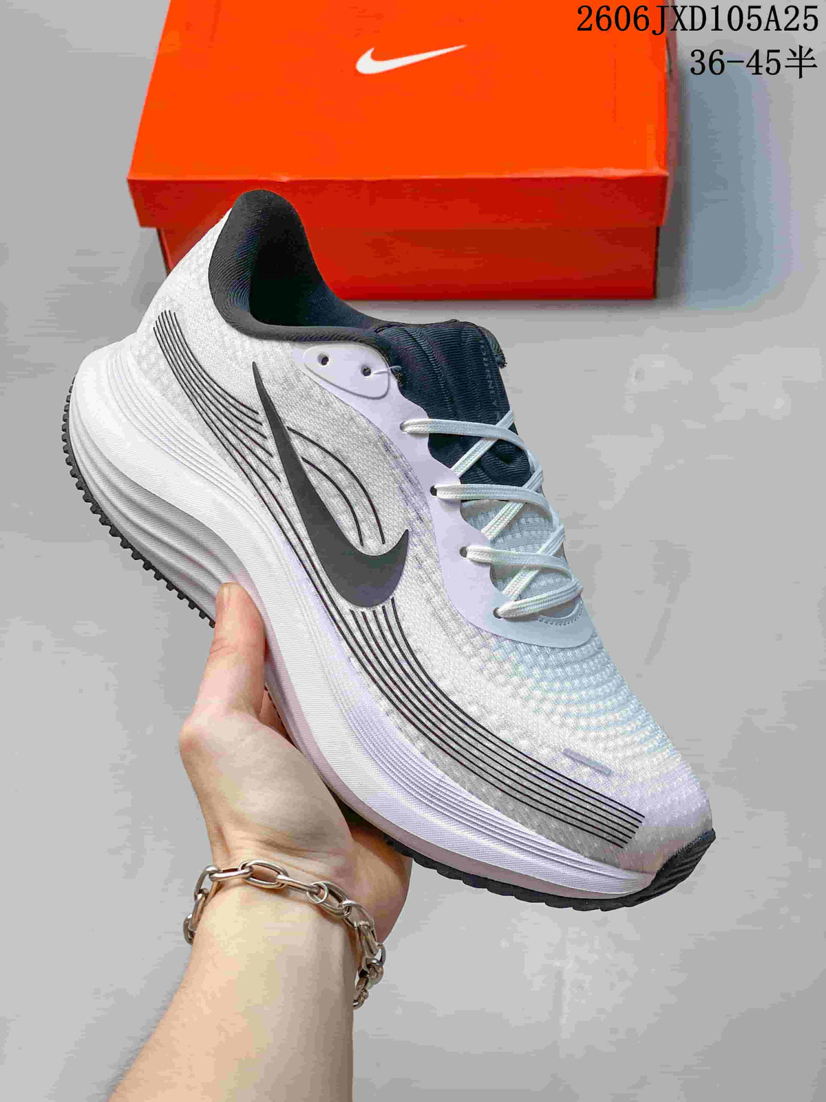 Nike Air Zoom Pegasus Running Shoes, White and Charcoal