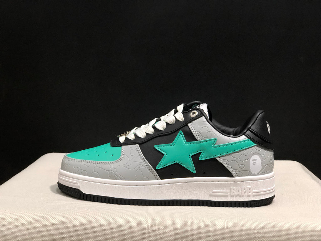 BAPE Bape Sta Low-Top Sneakers Black Grey Turquoise