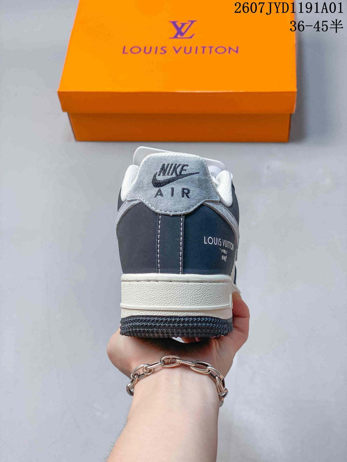 Nike Air Force 1 ’07 Low Louis Vuitton-Style Sneakers, Gray