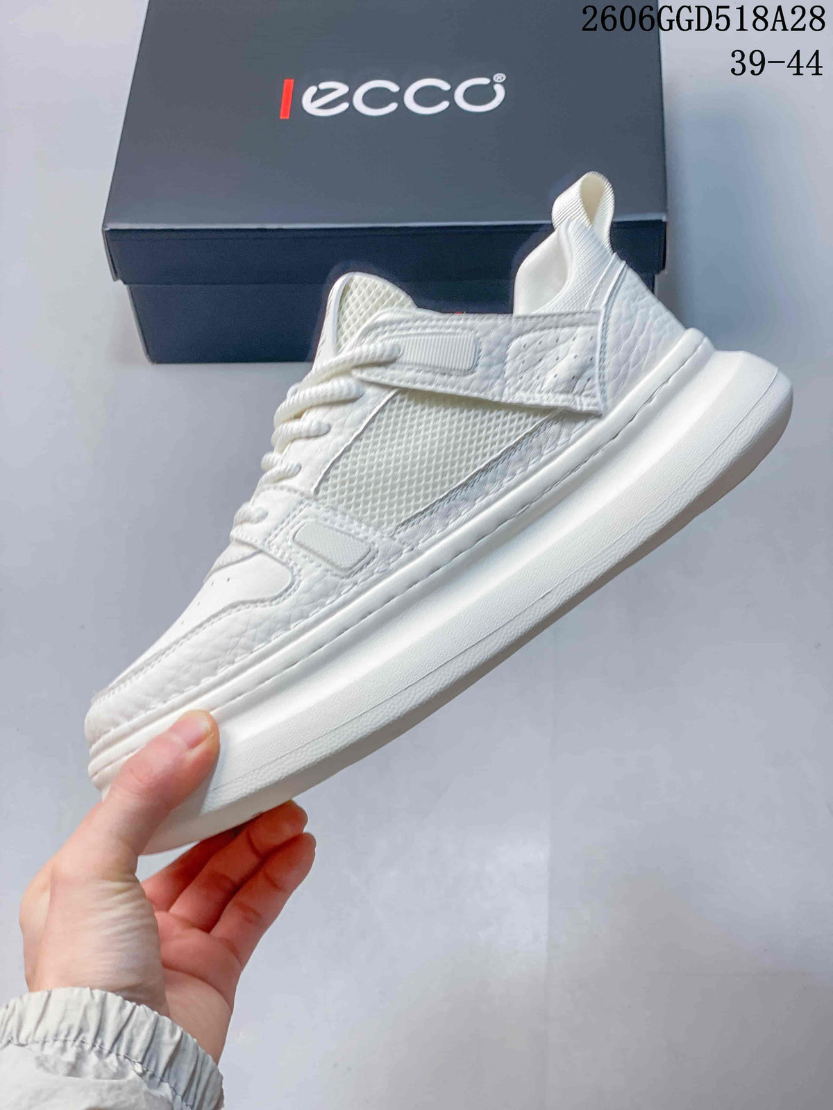 ECCO White Mesh Panel Platform Sneakers 518A28