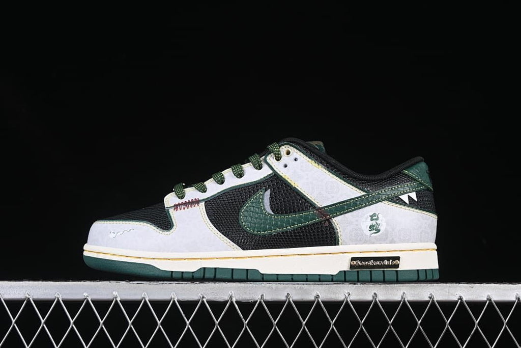 Nike SB Dunk Low Year of the Snake Sneakers, Black and Green
