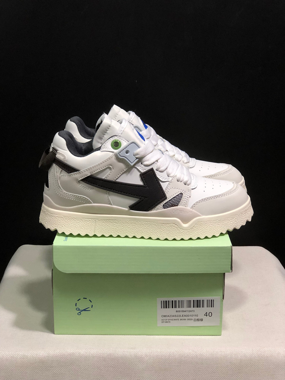 Off-White White Sneakers with Black Arrow Detail