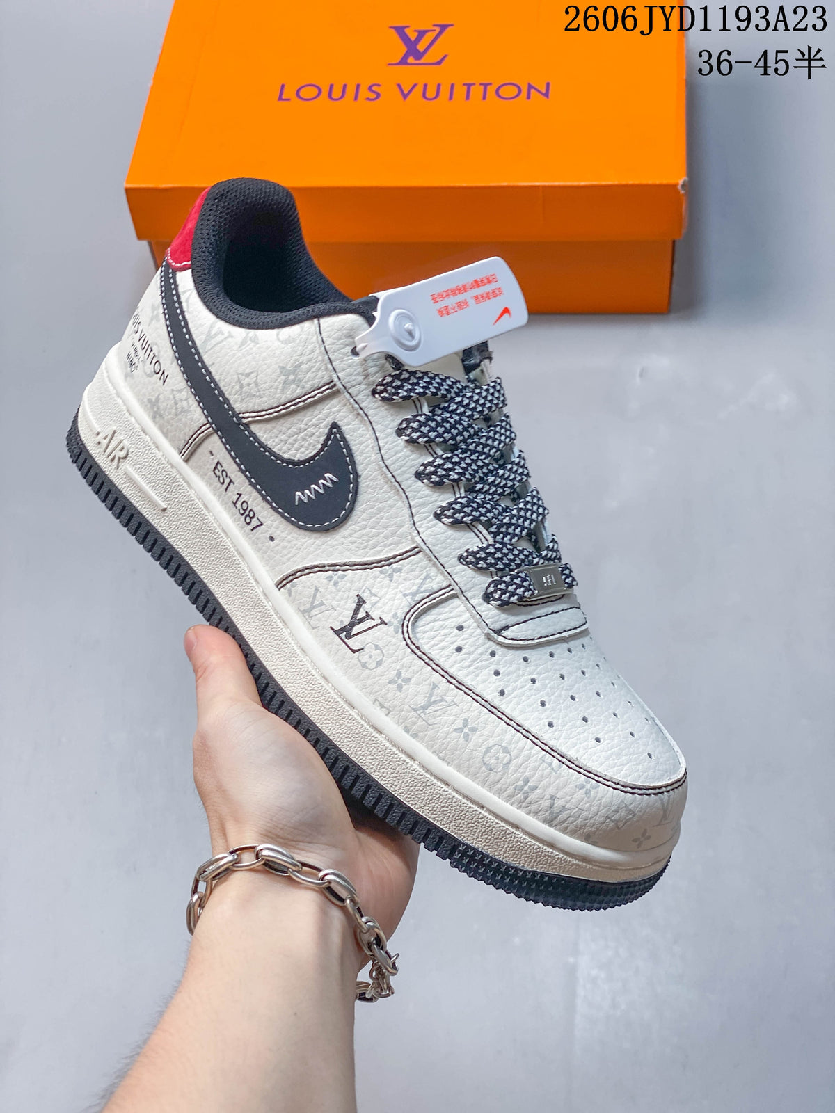 Nike Air Force 1 Low Custom White and Grey Sneakers