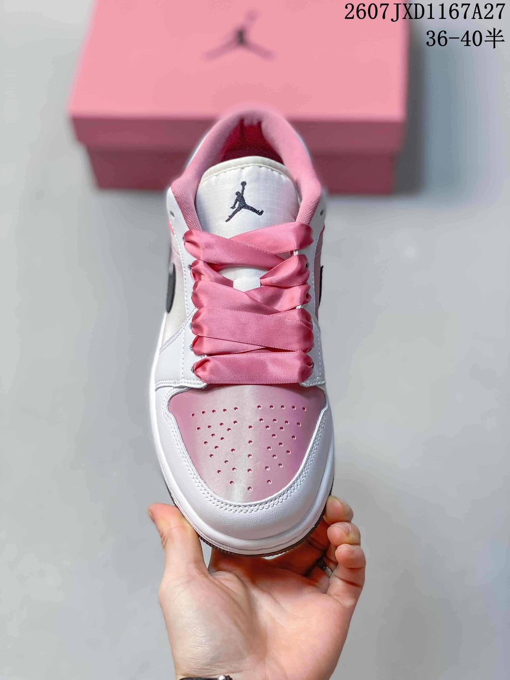 Nike Air Jordan 1 Low White and Pink Sneakers