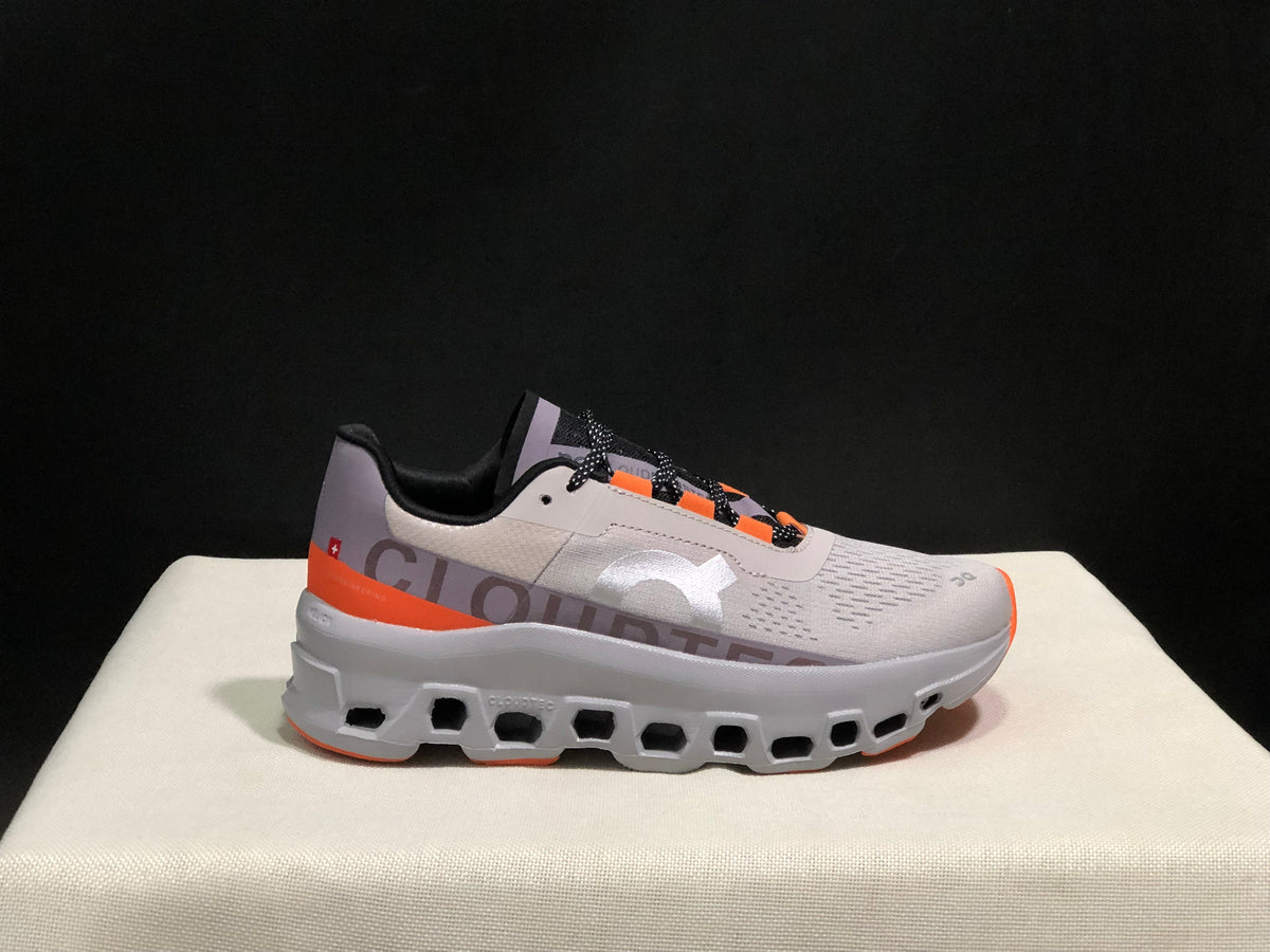 On Cloud X Sneakers in Cement Gray and Orange