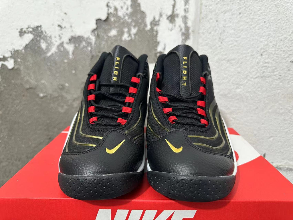 Nike Flight Black Red Gold Basketball Sneakers