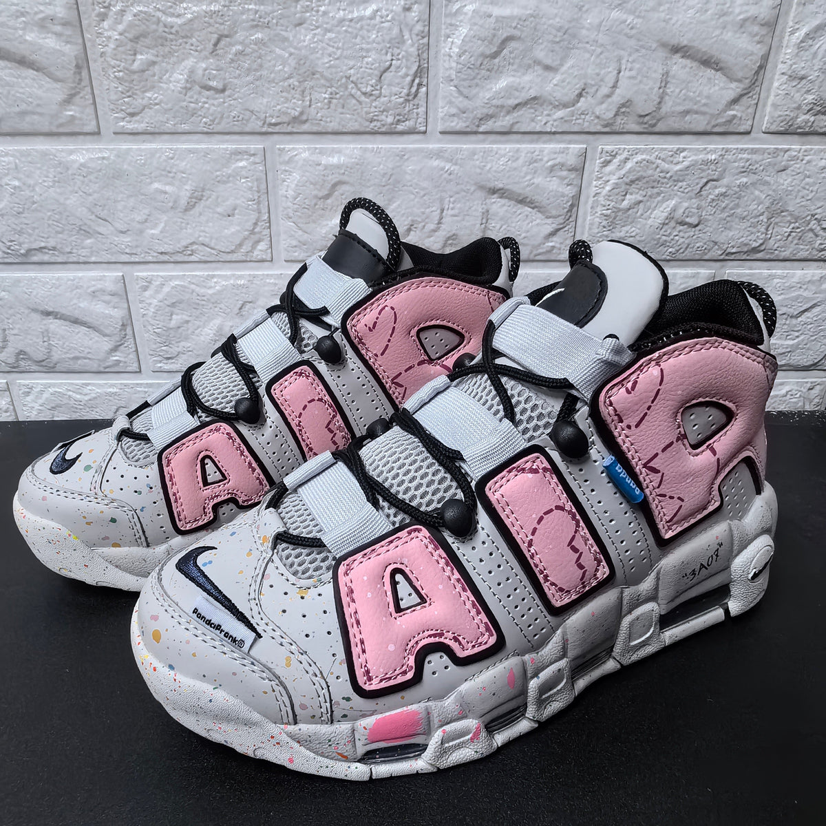 Nike Air More Uptempo Sneakers in Pink and Grey
