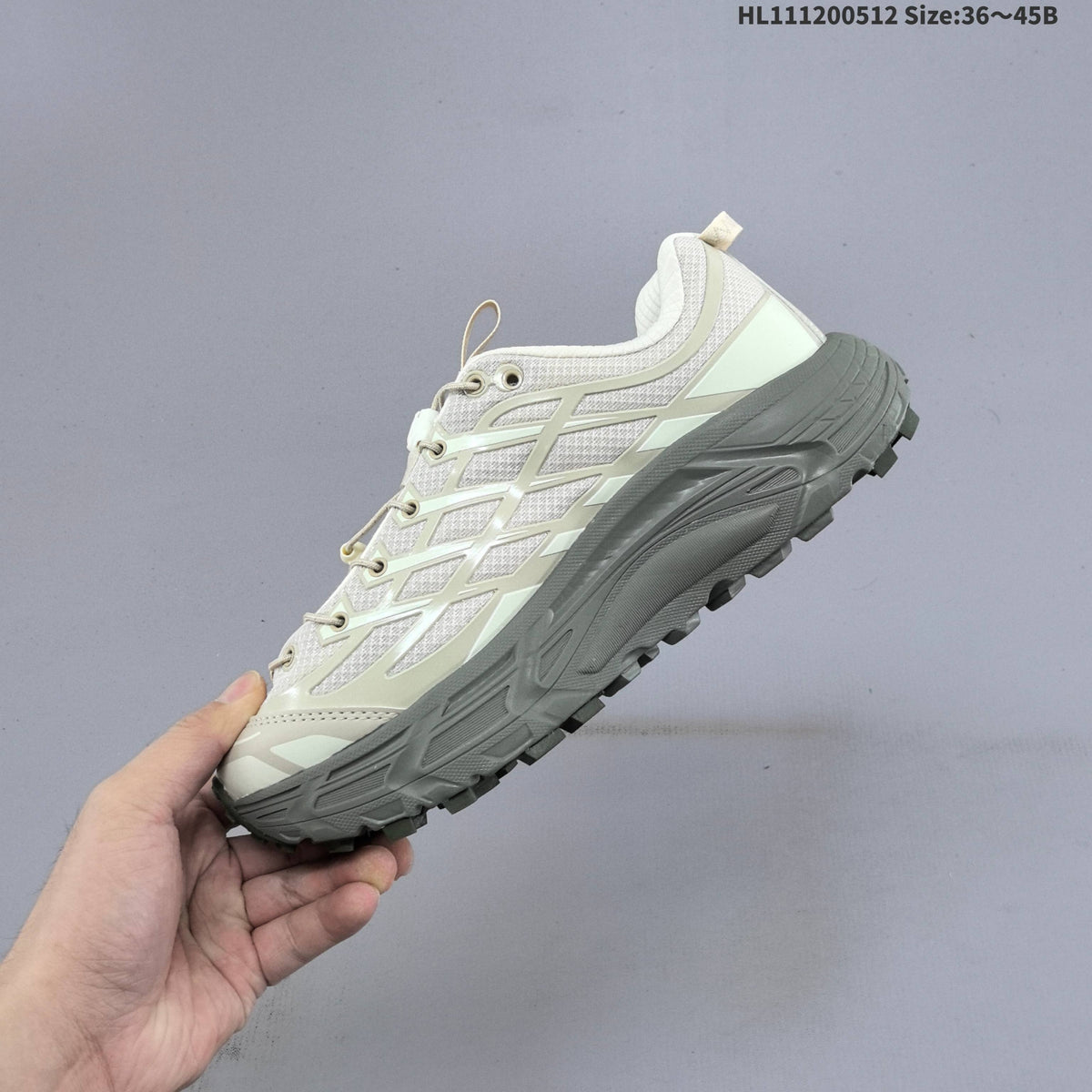 HOKA Mafate Three 2 Trail Running Shoes - Cream and Gray