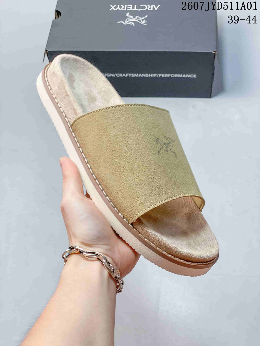 Arc'teryx Konseal Slide Sandals, Gray and Tan