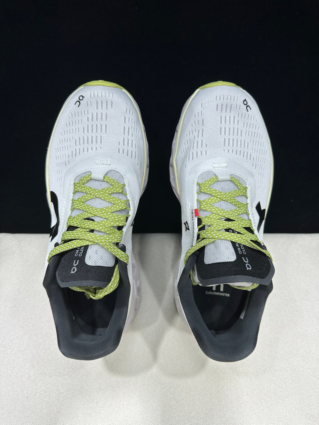 On Cloudmonster 2 Running Shoes in White and Lime