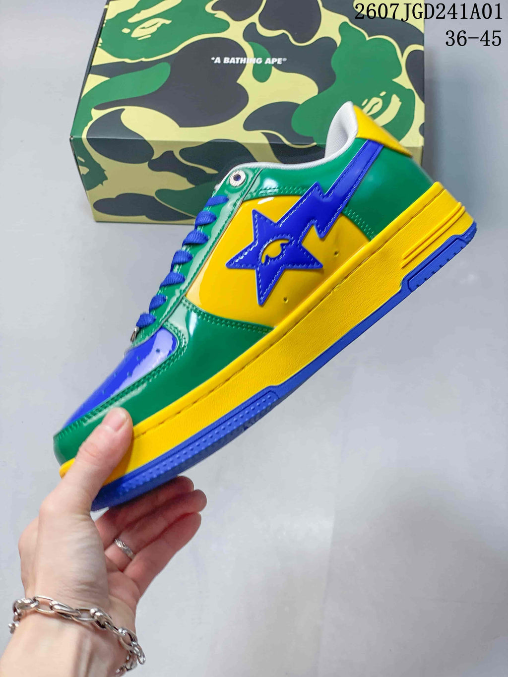 BAPE × KIDSuper BAPE STA Low-Top Sneakers, Green Yellow Blue