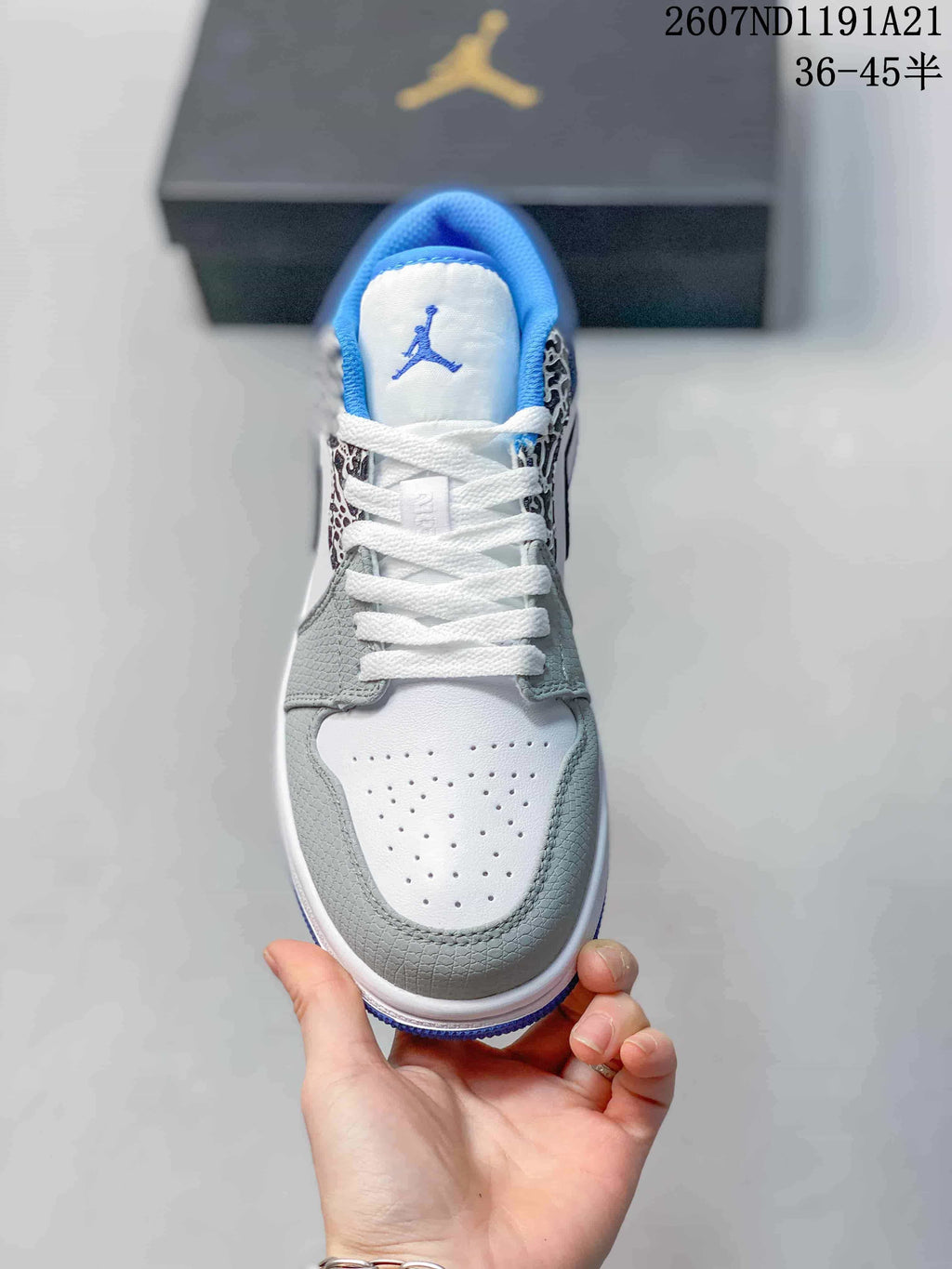 Jordan Air Jordan 1 Low White Grey Blue Elephant Print