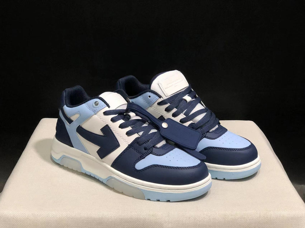 OFF-WHITE Out Of Office Low-Top Sneakers Navy Blue and White