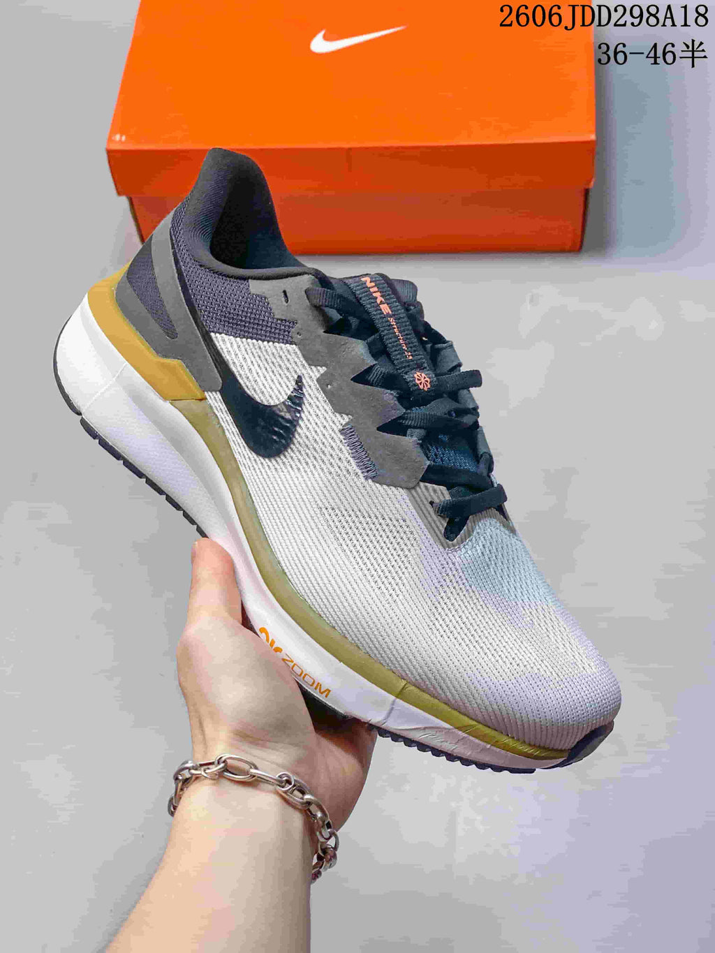 Nike ReactX Running Shoes White Black Gold JDD298A18